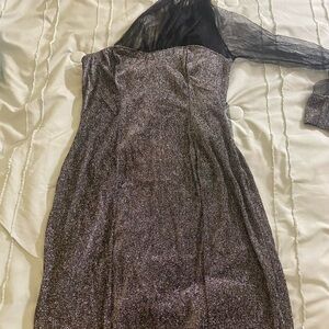 Sexy Black and Silver Fitted Mini Dress